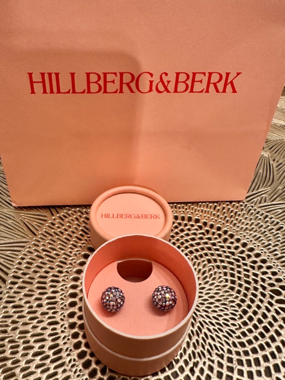 Hillberg and berk 10mm Purple Aurora Borealis sparkle ball earrings